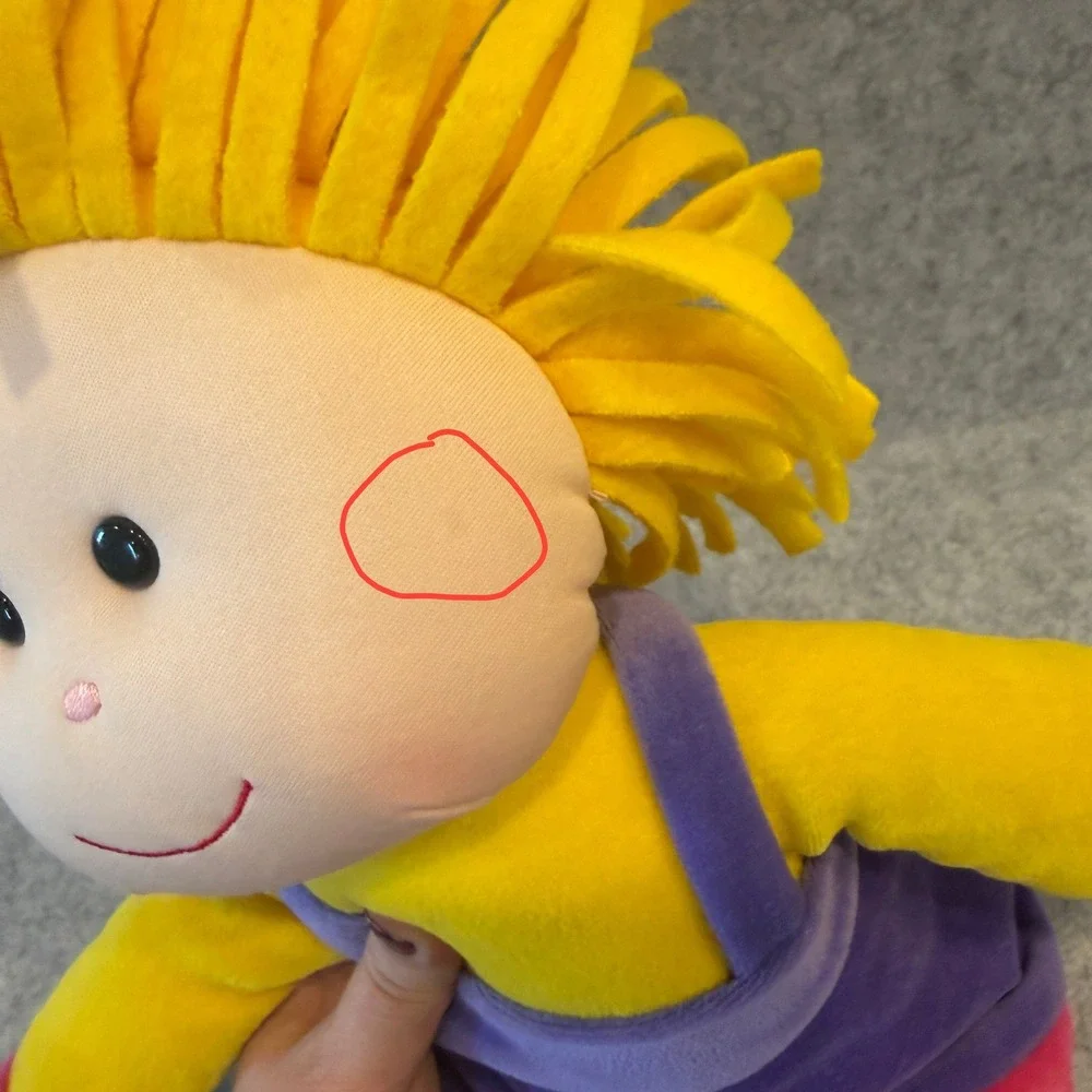 Vintage Rag‎ Tops Rag Doll by Well Made Toys 1999 Yellow Hair Purple Dress